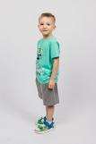 Комплект для мальчика (футболка и шорты) 42112 (Ментол/серый) (Фото 3)