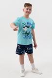 Пижама Диджей детская короткий рукав с шортами (Ментол-т.синий) (Фото 3)