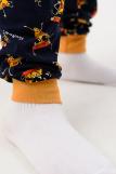 Пижама Пицца детская короткий рукав с брюками (Горчичный-т.синий) (Фото 3)
