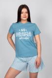 Пижама женская футболка_шорты 0932 (Голубая полоска) (Фото 1)