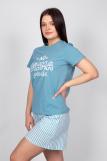 Пижама женская футболка_шорты 0932 (Голубая полоска) (Фото 3)