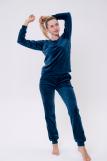 Костюм женский из свитшота и брюк из стрейч велюра Люкс синий (Фото 2)