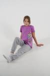 Пижама для девочки 91196 (Лиловый/серый меланж) - Ивтекс-Плюс