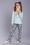 Пижама для девочки Зайцы-морковки арт. ПД-15-048 (Ментол/зеленый) - Ивтекс-Плюс