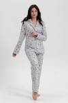 Пижама женская с брюками арт. ПД-006В (Собачки светло-серые) - Ивтекс-Плюс