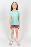 Комплект для девочки 41106 (футболка_ шорты) (Мятный/лиловый) - Ивтекс-Плюс