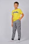 Пижама для мальчика 92212 (Желтый/черная клетка) - Ивтекс-Плюс