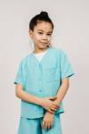 Рубашка для девочки 0610 (Голубой) - Ивтекс-Плюс
