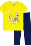 Комплект для девочки (футболка_лосины) 41135 (Желтый/т.синий) - Ивтекс-Плюс