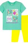 Комплект для девочки (футболка_бриджи) 41134 (Ментол/желтый) - Ивтекс-Плюс