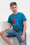 футболка детская с принтом 7445 (Морская волна ярк.) - Ивтекс-Плюс