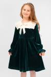 Платье бархатное для девочки SP175 (Темно-зеленый) - Ивтекс-Плюс
